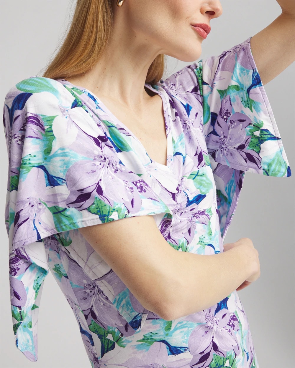 Chico's Women | Touch of Cool™ Lily Handkerchief-Sleeve V-Neck Tee GENTLE LAVENDER