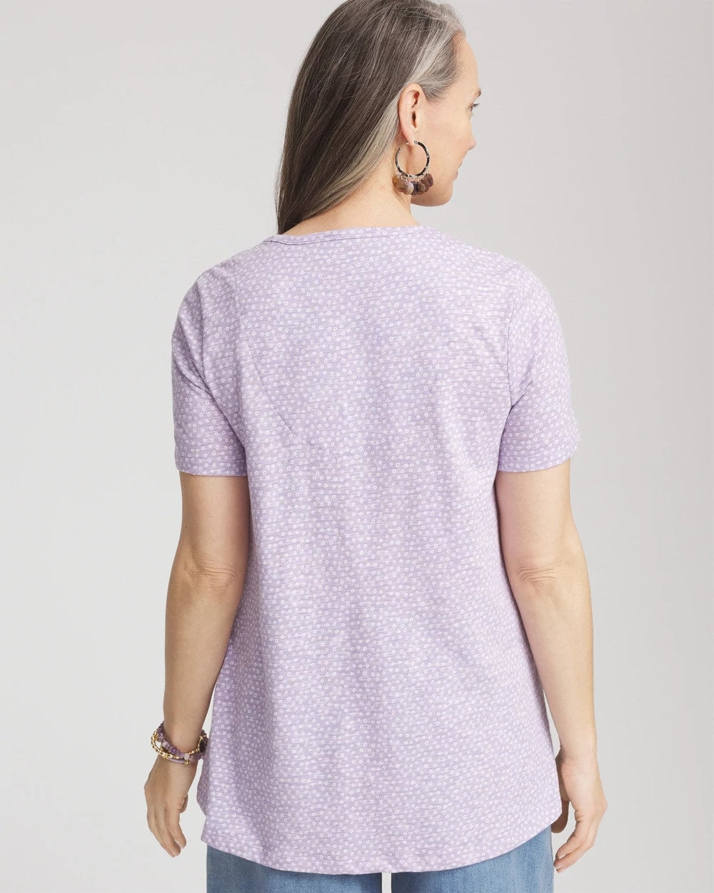 Chico's Women | Polka-Dot Short Sleeve Forward Seam Tee GENTLE LAVENDER
