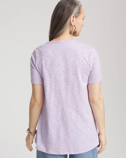 Chico's Women | Polka-Dot Short Sleeve Forward Seam Tee GENTLE LAVENDER