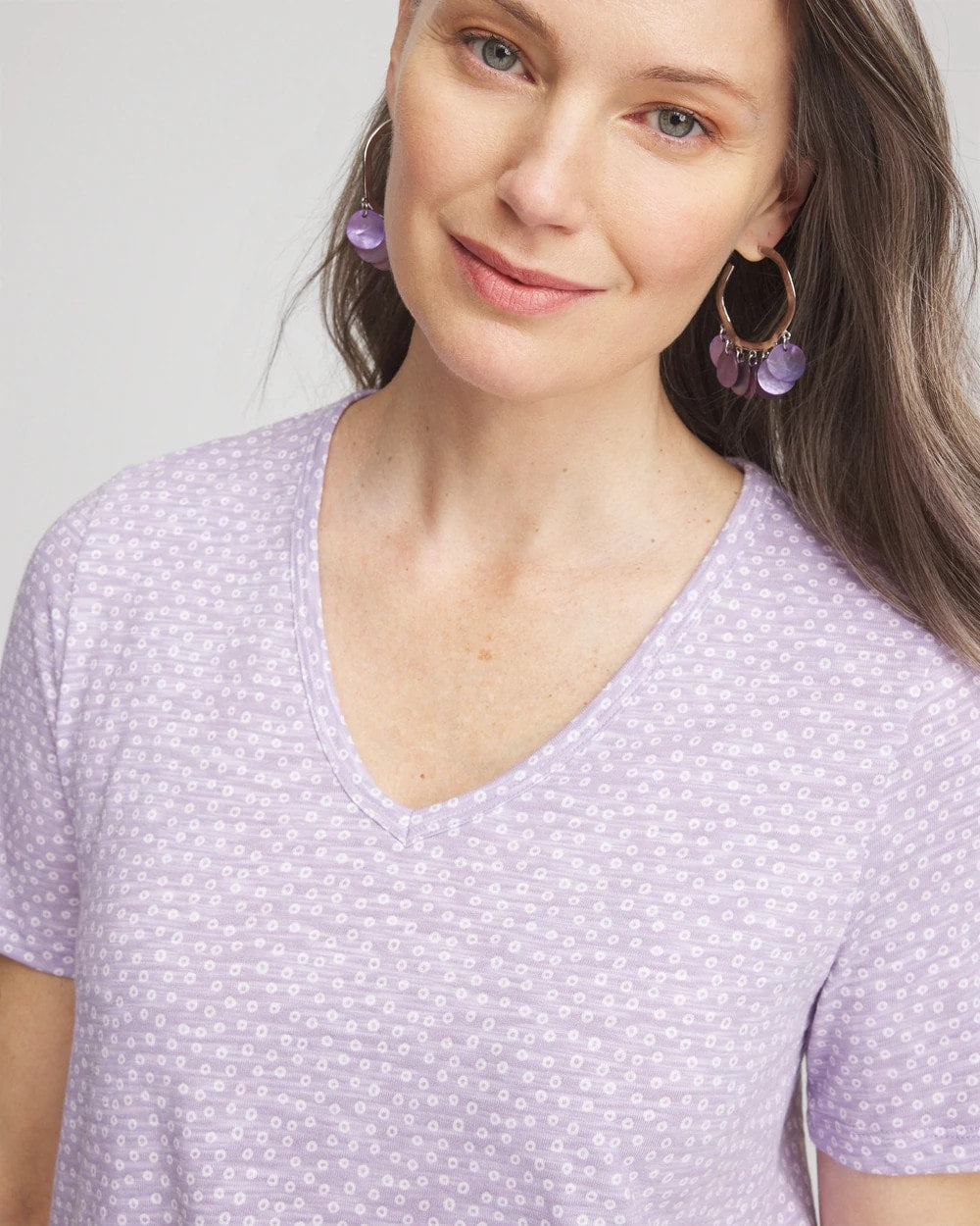 Chico's Women | Polka-Dot Short Sleeve Forward Seam Tee GENTLE LAVENDER