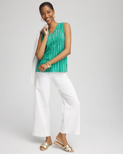 Chico's Women | Polka-Dot Sleeveless V-Neck Tank EDEN GREEN