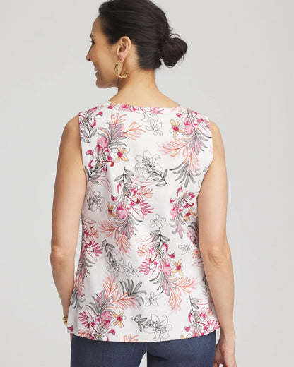 Chico's Women | Floral Sleeveless V-Neck Tank ALABASTER