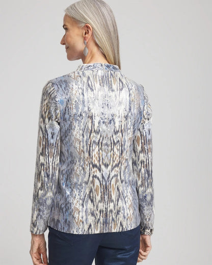 Chico's Women | Sequin Reptile Funnel Neck tee CLASSIC NAVY