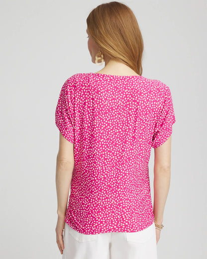Chico's Women | Touch of Cool™ Cheetah Ruched Banded Hem Top CRUSHED BERRIES