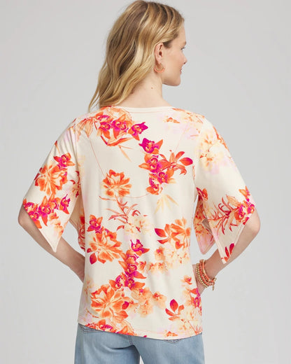 Chico's Women | Touch of Cool™ Handkerchief-Sleeve V-Neck Tee SUNSET PEACH