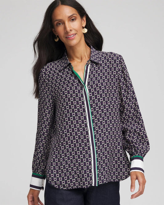 Chico's Women | Faux Silk Twill Shirt PASSPORT BLUE