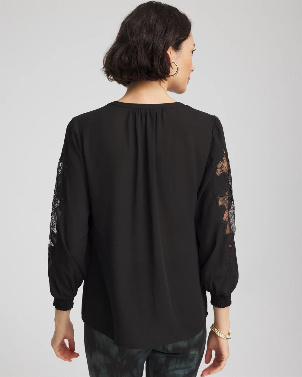 Chico's Women | Crepe Banded Collar Blouse BLACK
