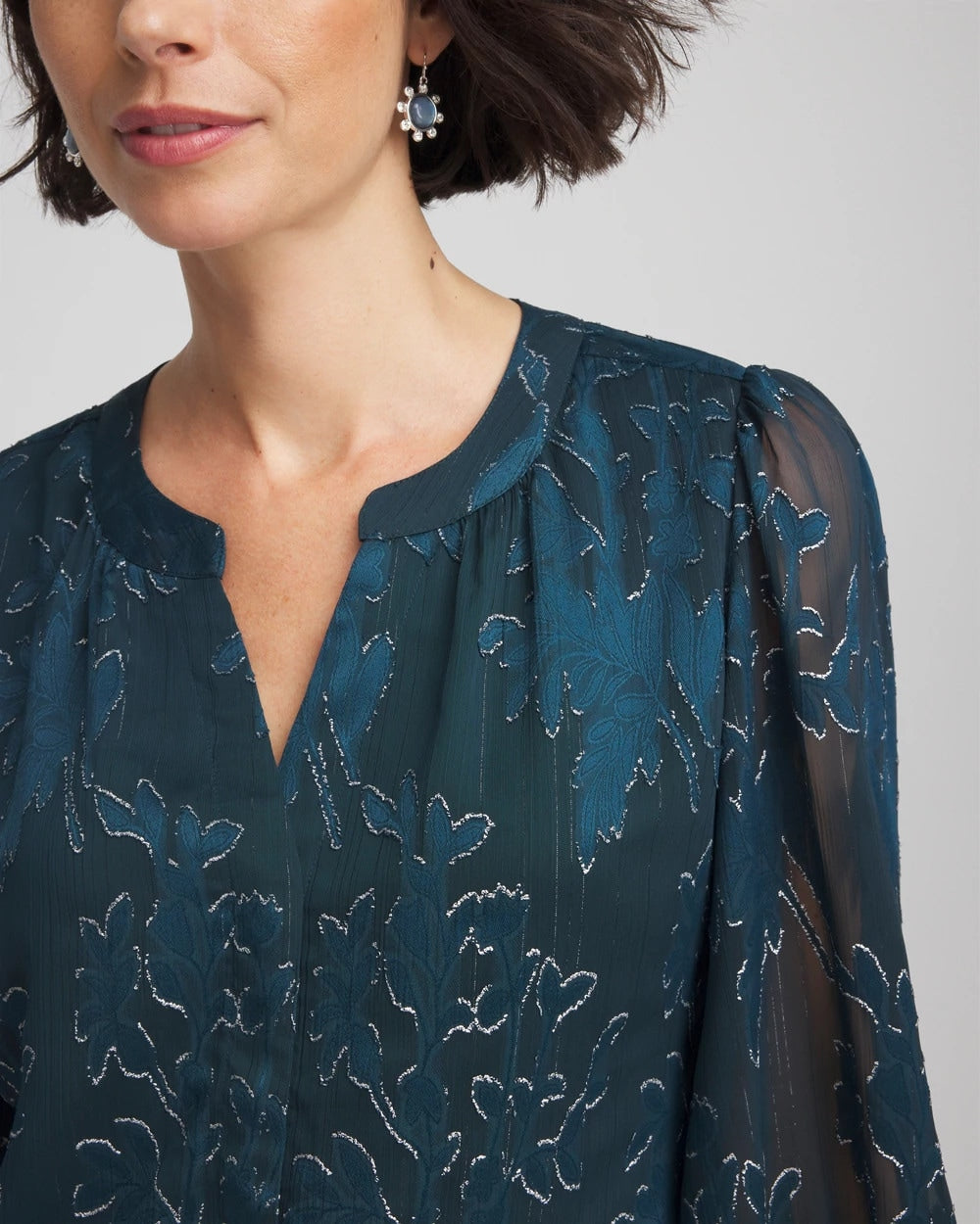 Chico's Women | Novelty Texture Blouse TEAL SHADOW