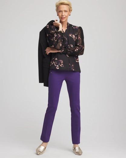 Chico's Women | Fjord Flora Opaque Crepe Blouse BLACK