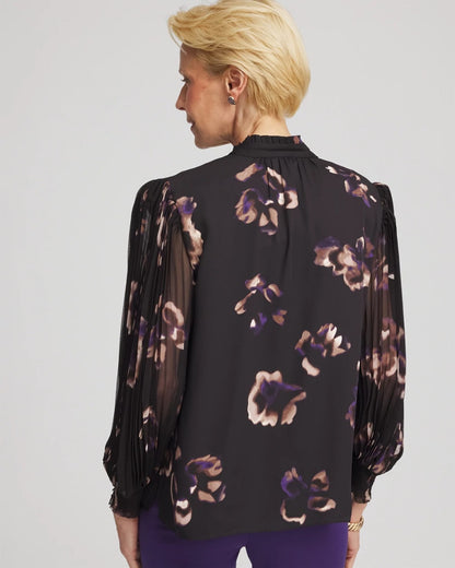 Chico's Women | Fjord Flora Opaque Crepe Blouse BLACK