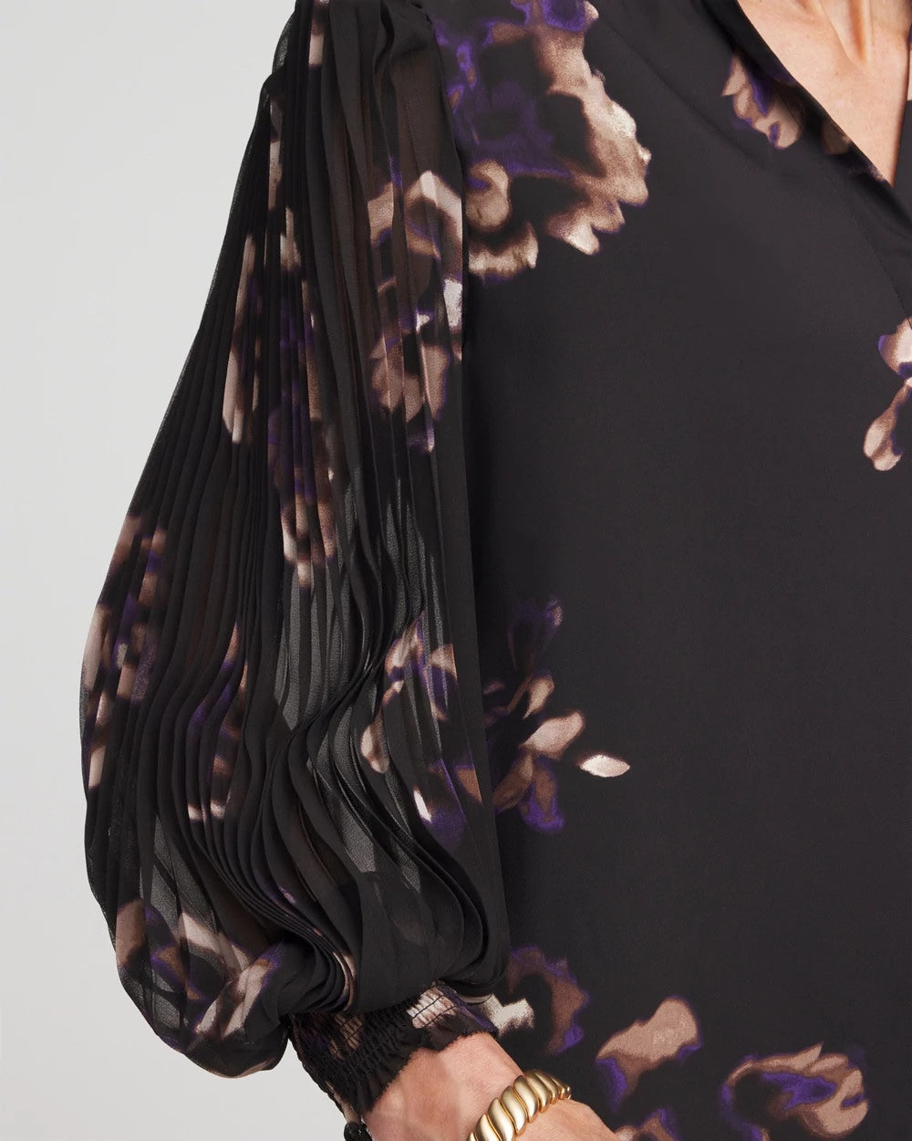 Chico's Women | Fjord Flora Opaque Crepe Blouse BLACK