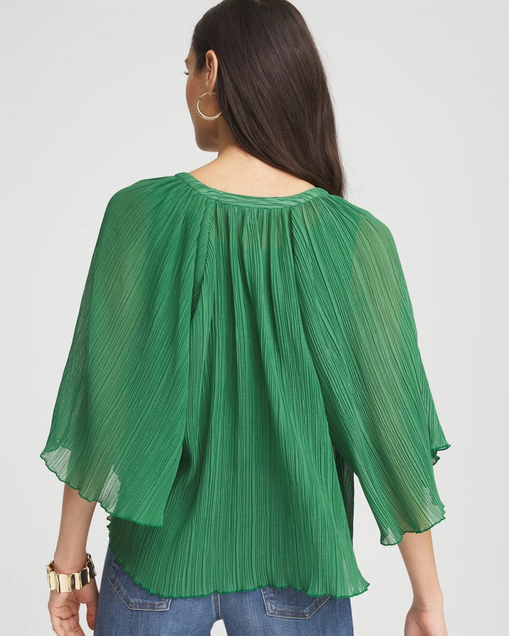 Chico's Women | Textured Pleated Chiffon Blouse JARDIN GREEN