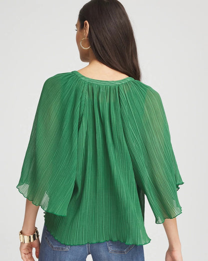 Chico's Women | Textured Pleated Chiffon Blouse JARDIN GREEN