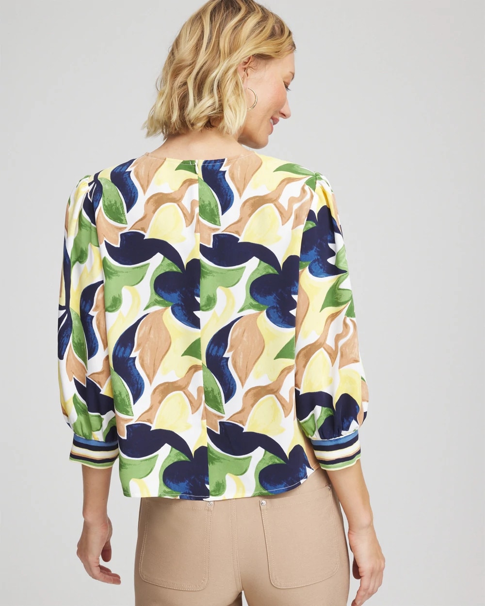 Chico's Women | Mod Blooms Matte Satin Pullover PANNA COTTA