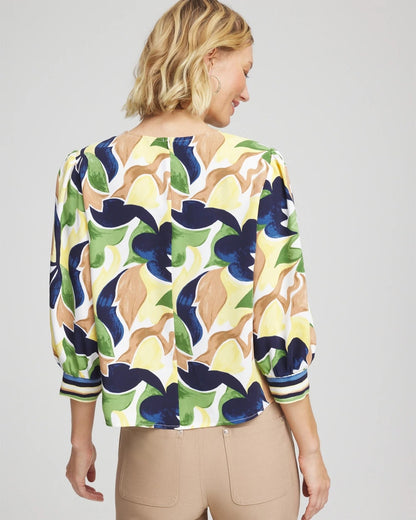 Chico's Women | Mod Blooms Matte Satin Pullover PANNA COTTA