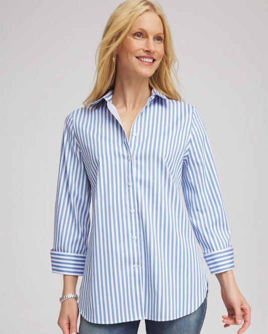 Chico's Women | No Iron™ Stretch Striped Shirt TIDAL BLUE