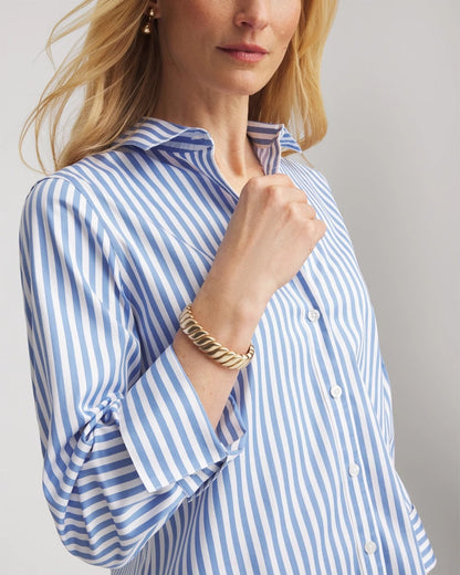 Chico's Women | No Iron™ Stretch Striped Shirt TIDAL BLUE