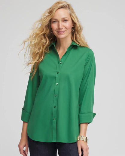 Chico's Women | No Iron™ Stretch Shirt JARDIN GREEN