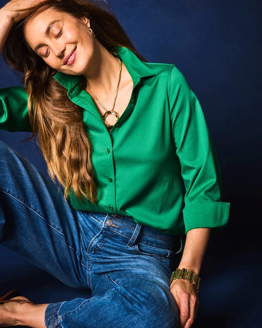 Chico's Women | No Iron™ Stretch Shirt JARDIN GREEN