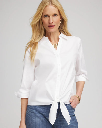 Chico's Women | Poplin Tie-Front Top ALABASTER