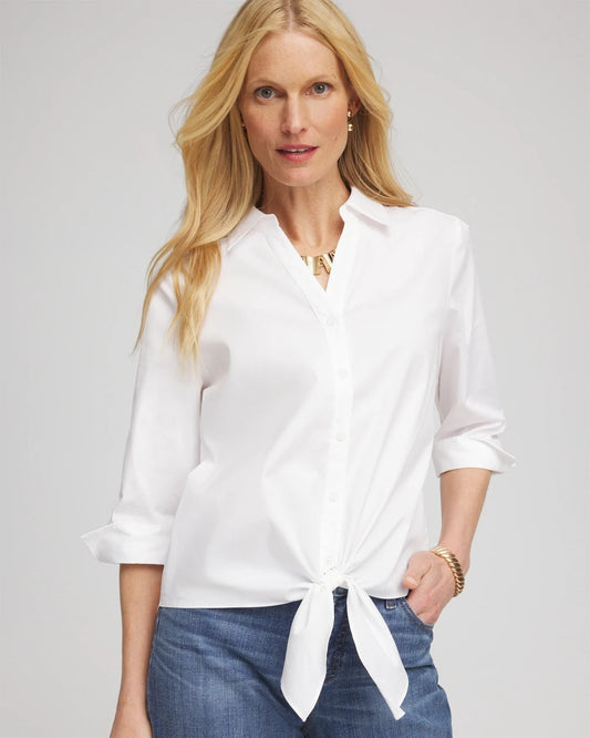 Chico's Women | Poplin Tie-Front Top ALABASTER