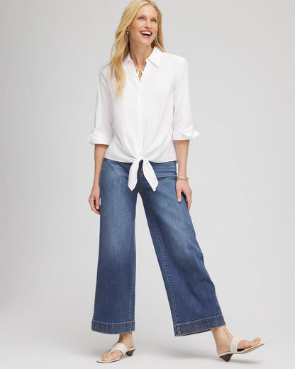 Chico's Women | Poplin Tie-Front Top ALABASTER