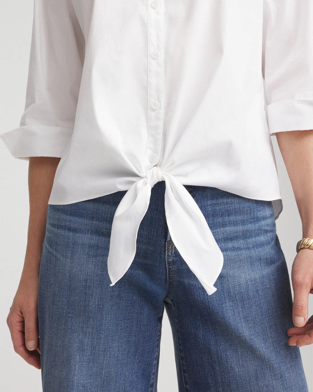 Chico's Women | Poplin Tie-Front Top ALABASTER
