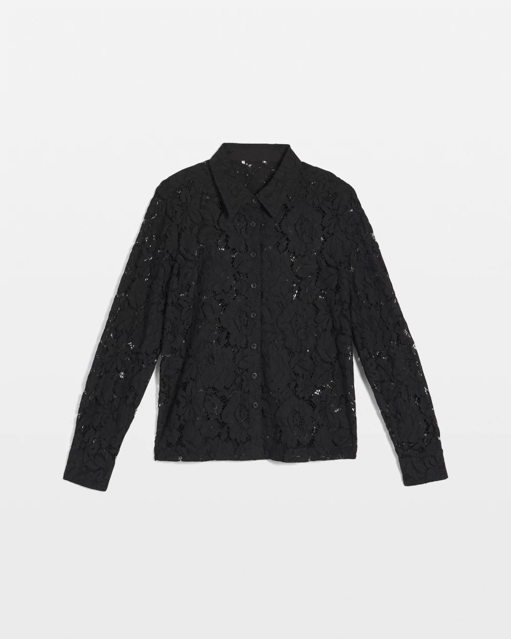 Chico's Women | Classic-Fit Collared Lace Shirt BLACK