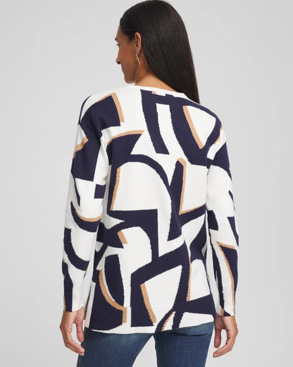 Chico's Women | Geo Intarsia V-Neck Tunic PASSPORT BLUE