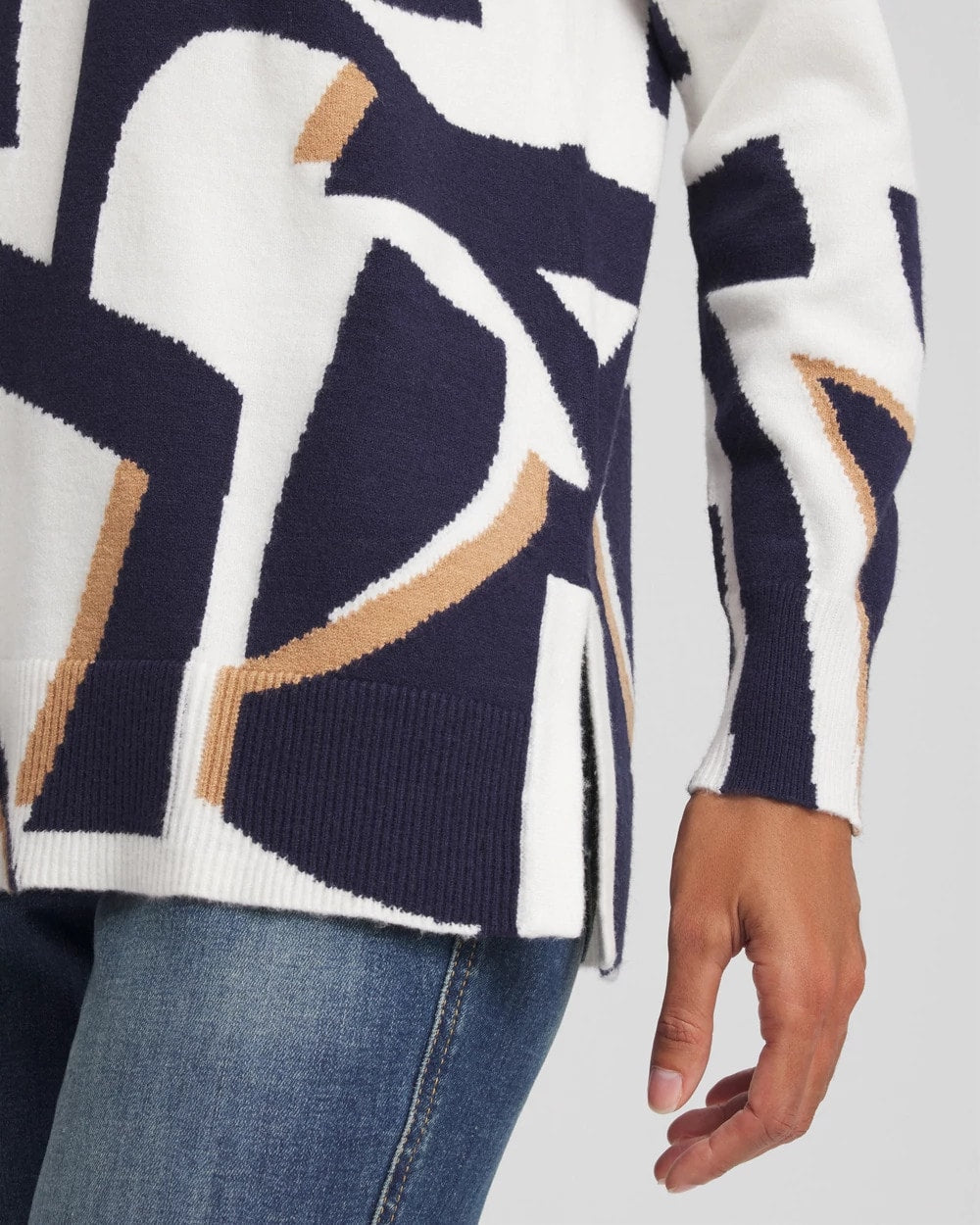 Chico's Women | Geo Intarsia V-Neck Tunic PASSPORT BLUE