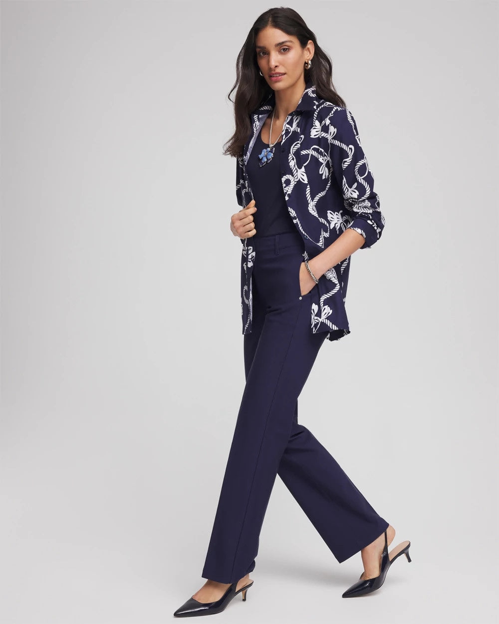 Chico's Women | No Iron™ Rope Print Tunic PASSPORT BLUE