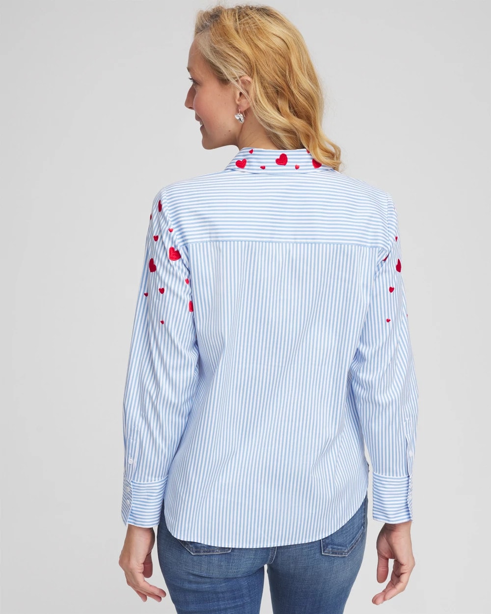 Chico's Women | V-Day Striped Poplin Shirt TIDAL BLUE