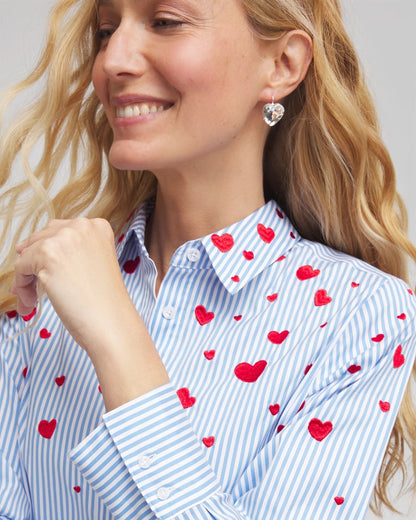 Chico's Women | V-Day Striped Poplin Shirt TIDAL BLUE