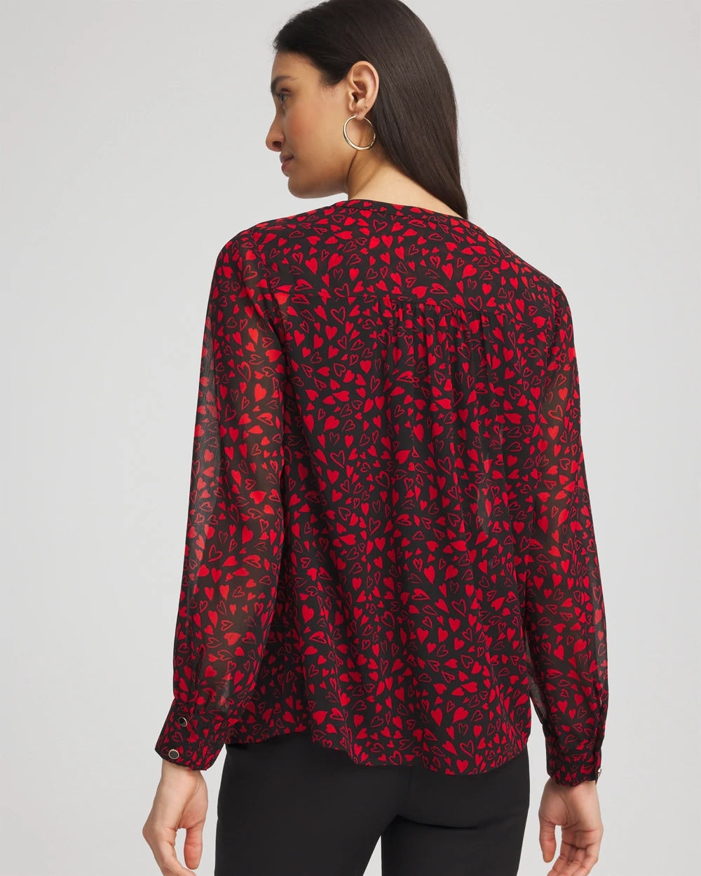 Chico's Women | Lover Girl Georgette Blouse LOVE LETTER RED