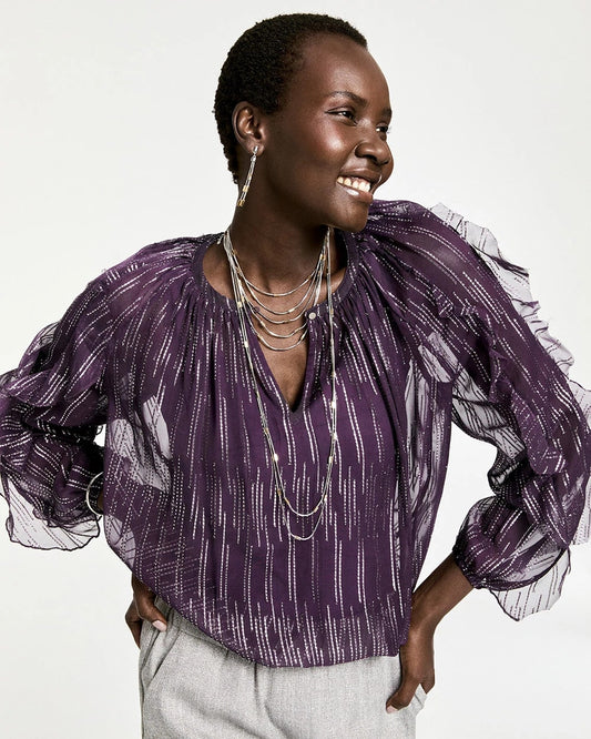 Chico's Women | Georgette Ruffle Sleeve Blouse PURPLE ELIXIR
