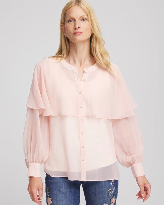 Chico's Women | Georgette Cape Blouse ROSE SMOKE