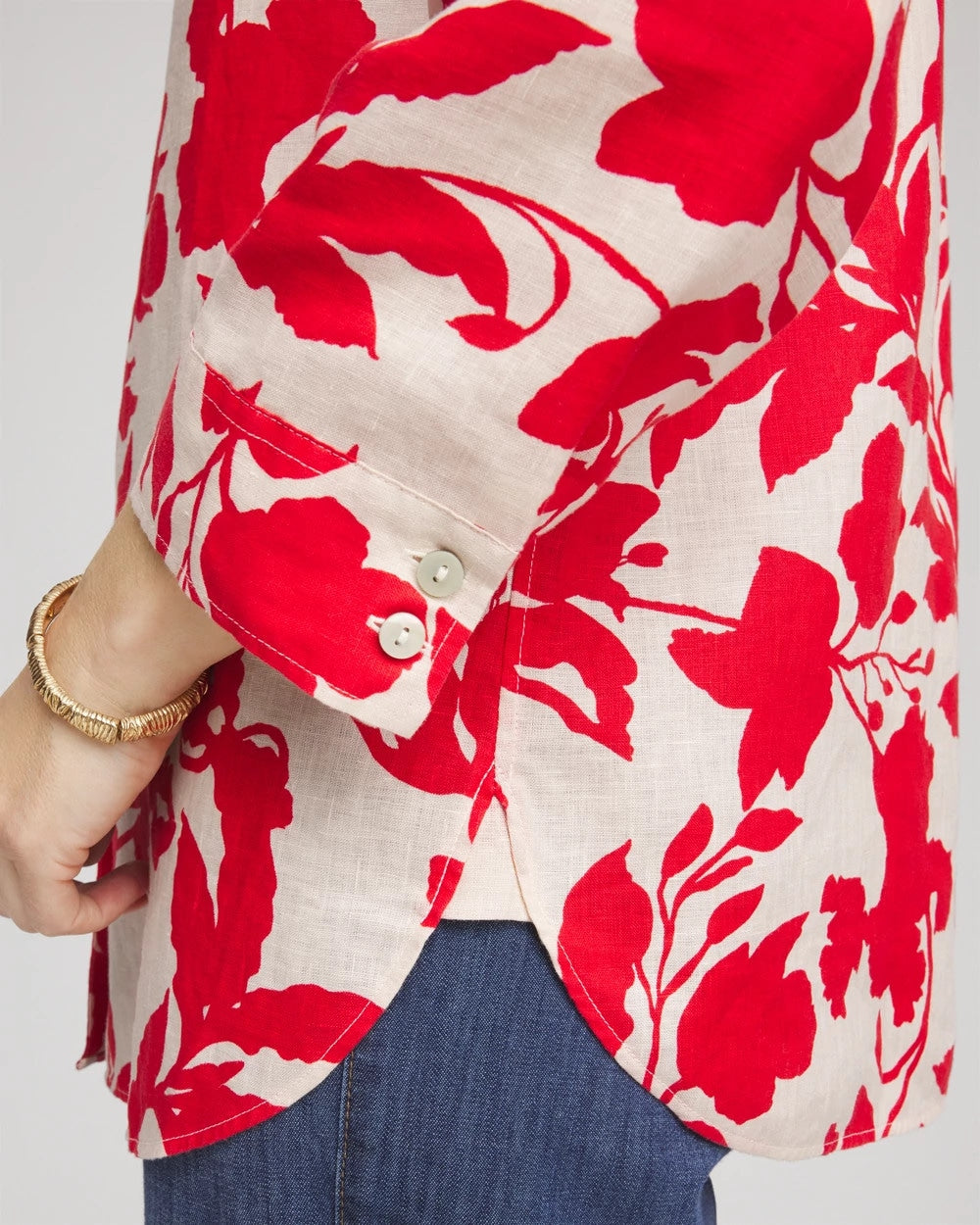 Chico's Women | No Iron™ Floral Linen Shirt RED GLOW