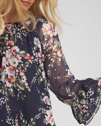 Chico's Women | Floral Georgette Blouse PASSPORT BLUE
