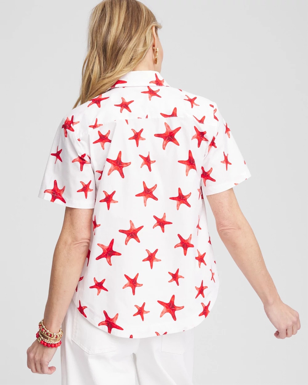 Chico's Women | Starfish Short Sleeve Swing Shirt RED GLOW