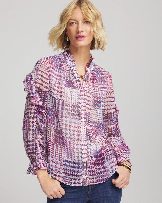Chico's Women | Gingham-Print Georgette Blouse GOOSEBERRY