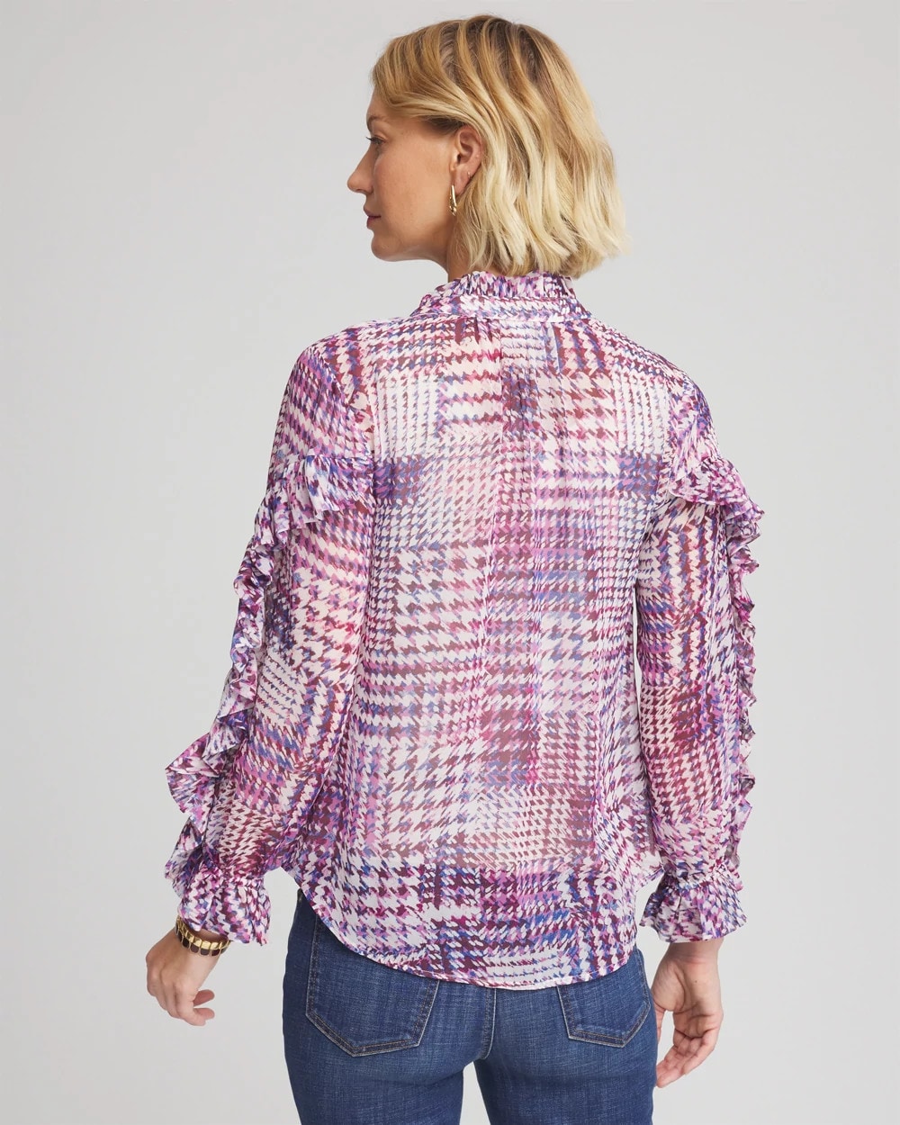Chico's Women | Gingham-Print Georgette Blouse GOOSEBERRY