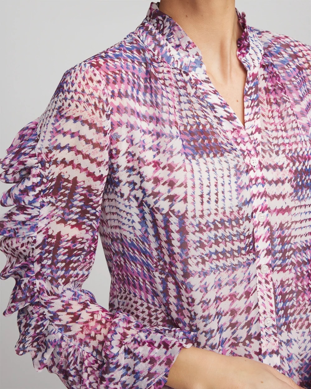 Chico's Women | Gingham-Print Georgette Blouse GOOSEBERRY