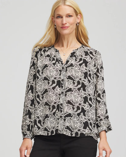 Chico's Women | Caviar Bead Georgette Blouse BLACK