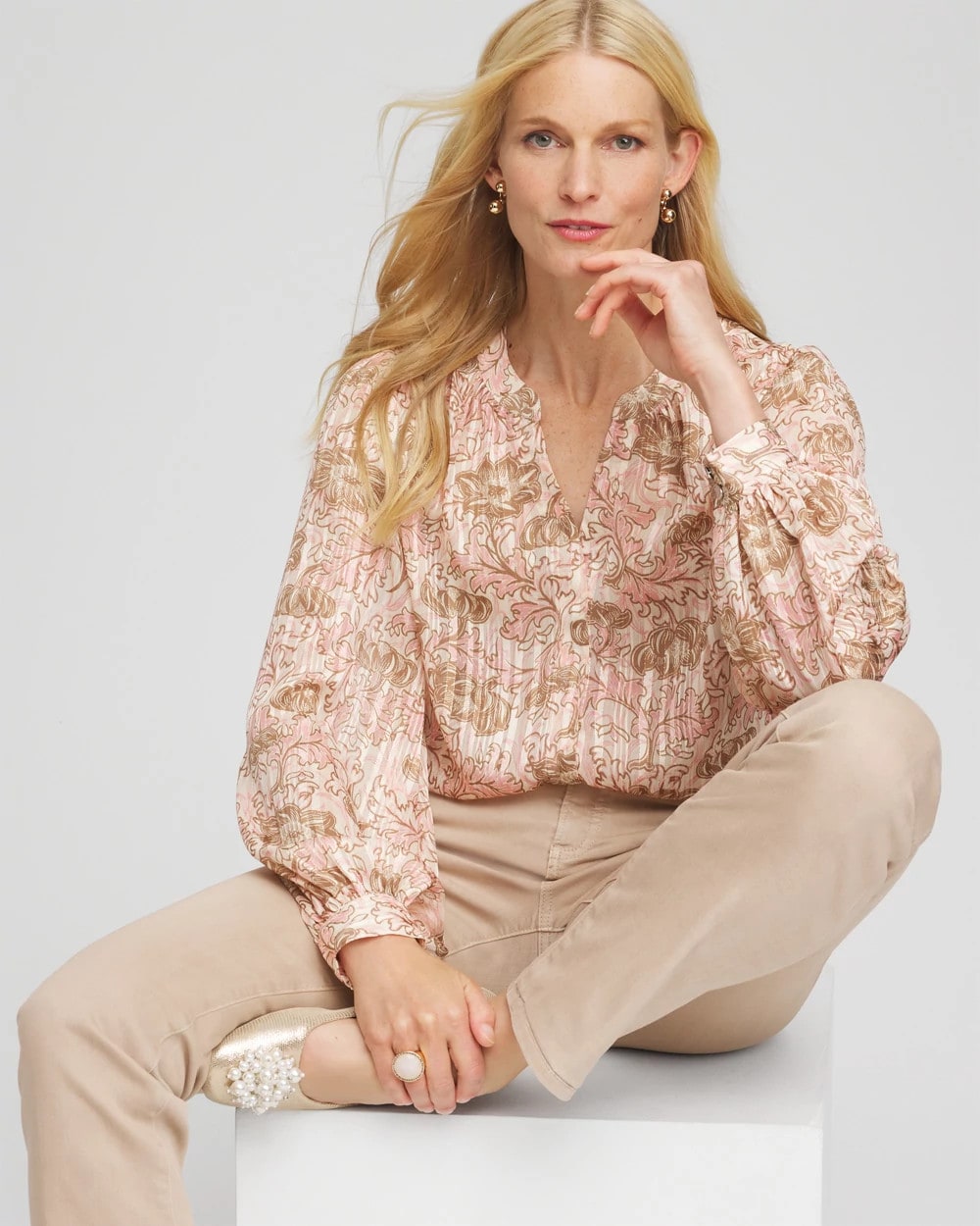 Chico's Women | Revival Bloom Chiffon Blouse BLUSHED