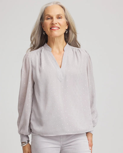 Chico's Women | Georgette Clip Dot Blouse DOVE GRAY
