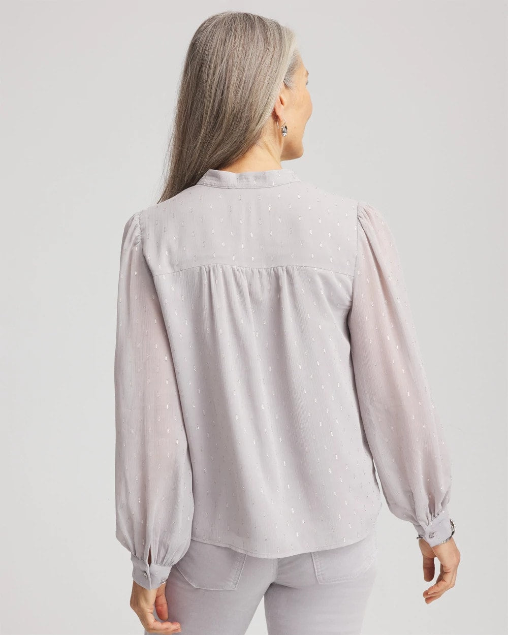 Chico's Women | Georgette Clip Dot Blouse DOVE GRAY