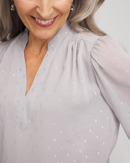 Chico's Women | Georgette Clip Dot Blouse DOVE GRAY
