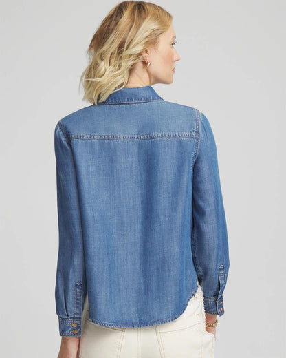 Chico's Women | Tencel™ Colorblock Classic-Fit Shirt BAILEY INDIGO