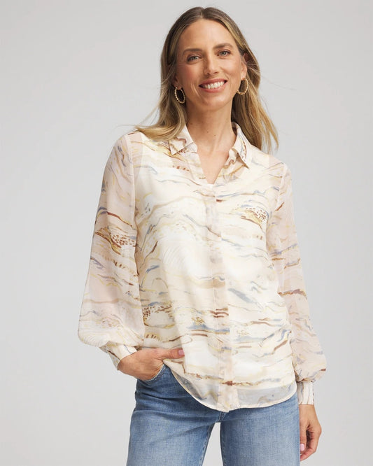Chico's Women | Georgette Blouson Sleeve Blouse ECRU