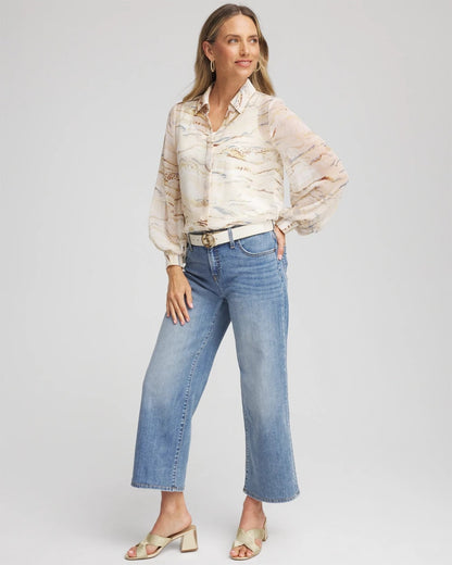 Chico's Women | Georgette Blouson Sleeve Blouse ECRU